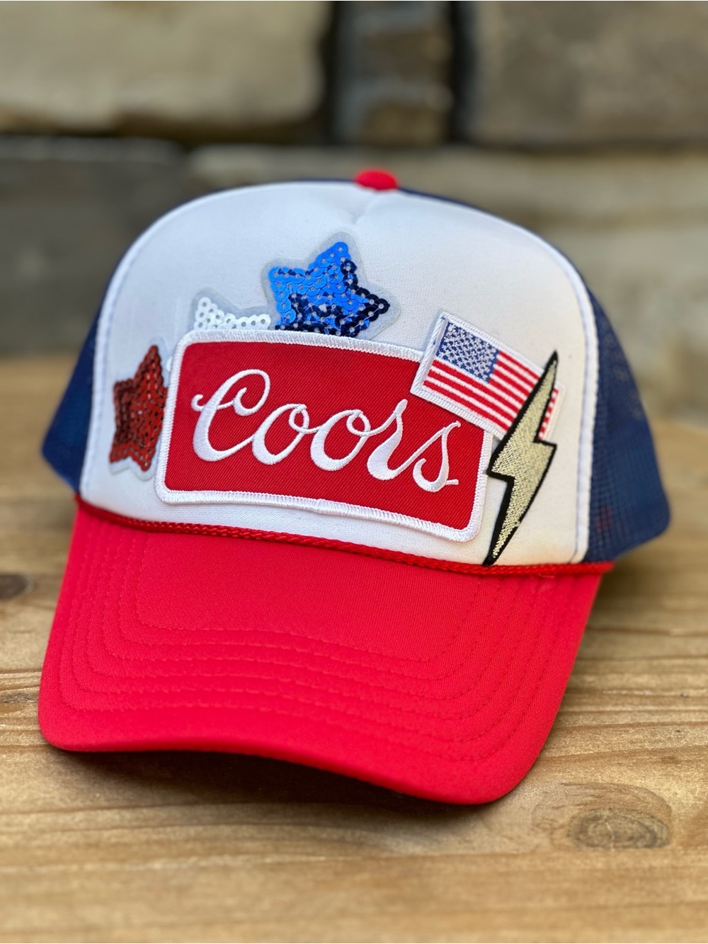NEW Custom Trucker Hat Red, White & Blue